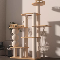 Arbre à chat extra-large en bois massif, design moderne et luxueux, écologique, avec lit intégré, 4 niveaux, montage facile pour