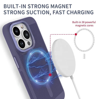 Coque de téléphone magnétique fine en métal avec lentille en PC, revêtement mat et maille perforée pour dissipation thermique, compatible iPhone 14 13 15 16 17 Pro Max