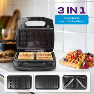 Máquina para Hacer Sándwiches 3 en 1, 850W, Eléctrica, para Desayunos, Wafflera 3 en 1, Prensa para Paninis, Tostadora Eléctrica Doméstica - Product Image 3