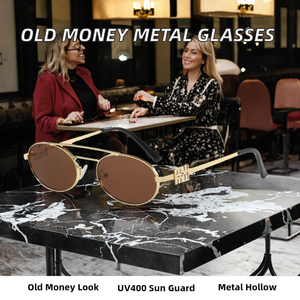 Lunettes de soleil métalliques de style européen, style Old Money, creuses, haut de gamme, pour femmes et hommes, protection UV400, marque JingTai KMS55035 - Product Image 2