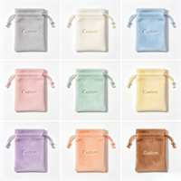 Pochette à bijoux en velours miniature personnalisée, sac à bijoux avec cordon de serrage, sac anti-poussière pour petits bijoux, emballage cadeau, rangement