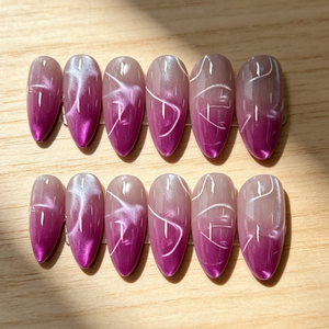 <span class=keywords><strong>Ongles</strong></span> press-on Dihang Purple Wave Style Cat Eye Almond - Product Image 2