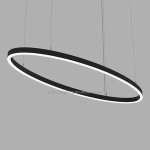 โคมไฟระย้า LED สีดำหรี่แสงได้1-10V แบบโมเดิร์น1-10V โคมไฟระย้าที่มีรูปทรงวงแหวนรูปไข่ - Product Image 2