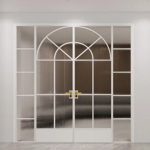 Porte intérieure en verre en alliage d'aluminium de style français, étanche, à ouverture latérale, universelle, réversible, finition de qualité - Product Image 1