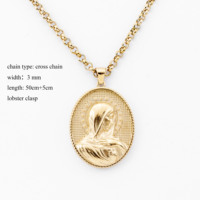 Colliers religieux tendance en or 18 carats et acier inoxydable 316L, médailles catholiques vintage, cadeau religieux, pendentif Notre-Dame Vierge Marie
