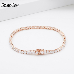 Bracelet tennis Starsgem unisexe classique en or 14 carats avec diamants de laboratoire taille brillant ronde 2,8 mm, couleur D, 4-5 carats, 7-10g - Product Image 1