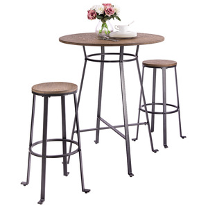 Ensemble de 2 tabourets de bar, assise en bois, structure en métal, tabourets de bar hauts pour mobilier de bar - Product Image 1