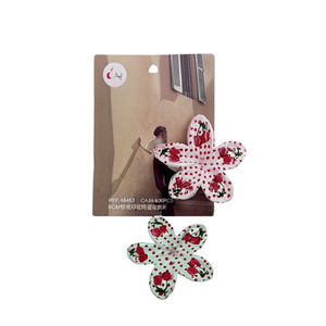 Pinza para el Cabello con Diseño de Flor de Frangipani y Estampado de Cerezas, 8 cm - Product Image 1