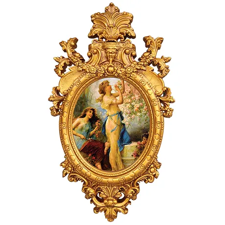 European French Baroque style Antique wall decoration mirror handmade home furniture PU mirror frame