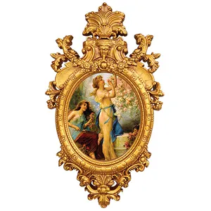 European French Baroque style Antique wall decoration mirror handmade home furniture PU mirror frame