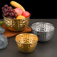 Bol mélangeur à salade en acier inoxydable à motif martelé, plat de cuisson domestique, bassine multi-usages pour fruits et légumes