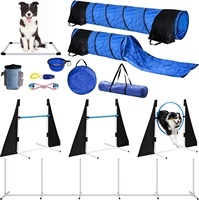 Parcours d'obstacles ludique pour l'entraînement canin avec exercices de saut, d'escalade, de fouillis et de virage - Tunnel et poteau pour courses canines