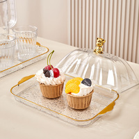 Plats à Fruits de Luxe Style Nordique Personnalisables, Assiettes et Plats à Bonbons en PET Transparent avec Couvercle pour Plateau à Gâteaux de Table Basse de Salon