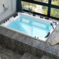 Baignoires Spa AOWO avec Douche Portable, Baignoire Balnéo en Acrylique, Hydromassage Face à Face, Jacuzzi, Bain à Remous