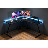 Meubles de bureau à domicile : Bureau de jeu en forme de L, bureau d'ordinateur d'angle réglable en hauteur