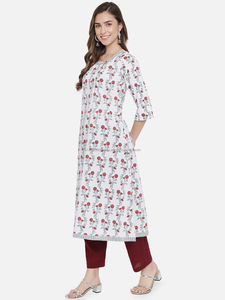 Nuevo Conjunto Kurti de Algodón con Estampado Floral Hecho a Mano para Mujer, Vestido Midi Holgado con Cierre de Botones para Uso Diario - Product Image 5