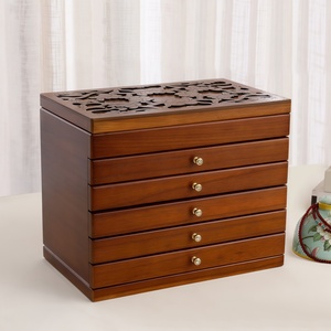 Boîte à bijoux en bois personnalisée en gros avec plateau et compartiments pour bagues, <span class=keywords><strong>boucles</strong></span> <span class=keywords><strong>d</strong></span>'oreilles, colliers et bracelets - Product Image 1