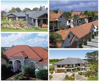 Matériaux de construction, tuiles de toit en métal ondulé, couleur pierre, revêtement en pierre pour maison, villa