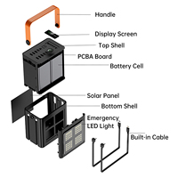Batterie externe solaire 120000mAh 22.5W à charge rapide avec lumière LED, câbles intégrés, poignée portable, station d'alimentation d'urgence extérieure A307