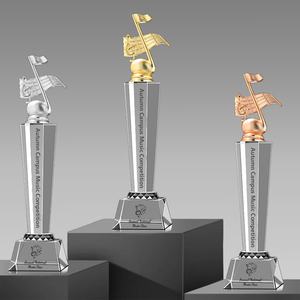 Edler Hersteller Metall Musiknoten Kristall basis Personal isierte Gravierte Logo <span class=keywords><strong>Music</strong></span> Trophy Award Hand Crafts - Product Image 2