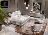 Lit King Size de luxe personnalisé Tête de lit en velours ou en cuir confortable avec tête de lit de chevet