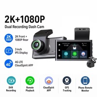 Caméra embarquée commerciale IA double objectif IPS, enregistreur vidéo 2K, sécurité de flotte, suivi GPS 4G LTE en temps réel, ADAS, DSM