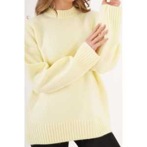 Pull jaune à détails côtelés pour femmes, haut tricoté de haute qualité, longueur longue, motif imprimé, décontracté pour le printemps et l'hiver, XS - Product Image 4