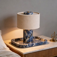 Moderne Wiederaufladbare Kabellose Tischlampe Blaue Dekorative Steinoptik Tragbare LED-Nachttischlampe für Hotel Schlafzimmer Wohnzimmer