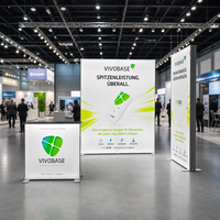 Stand d'exposition modulaire en tissu tendu SEG avec éclairage LED pour technologie d'énergie propre durable, idéal pour les salons professionnels de produits écologiques