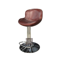 Tabouret de bar moderne en cuir véritable pour îlot de cuisine et comptoir Siège confortable à hauteur réglable Chaise de bar en cuir de luxe