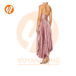 1721 USA Abito da <span class=keywords><strong>Donna</strong></span> di Alta Qualità per Feste, Vestito con Fiocco Metallico Lucido e Spalle Scoperte in Rete, Ordine Personalizzato con MOQ Ridotto - Product Image 6