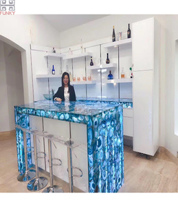 Barra de <span class=keywords><strong>Bar</strong></span> Comercial de Piedra de Ágata Azul Encantadora y de Lujo, Diseño Moderno, Características Ecológicas, Acabado de Alto Brillo, Hotel, Casa de Campo - Product Image 6