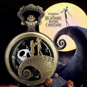 BOSHIYA özel insan iskeleti tasarım bronz Hip-hop cadılar bayramı kişiselleştirilmiş tarzı madalyon kuvars cep saati - Product Image 6