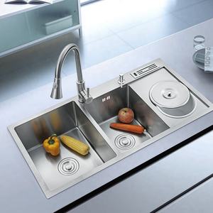 Double bol avec évier de cuisine, produit fait main, vente en gros, anti-projections - Product Image 5