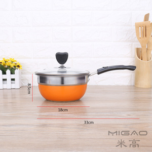 Migao Stainless Steel 2 Piece <b>Pot</b> Set 20cm Orange Soup <b>Pot</b> With Steamer Rack For Stove <b>Cooking</b> - Product Image 2