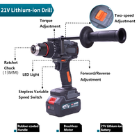 Tournevis électrique sans fil professionnel de qualité industrielle, à batterie lithium haute puissance, à percussion 13 mm, pour la construction