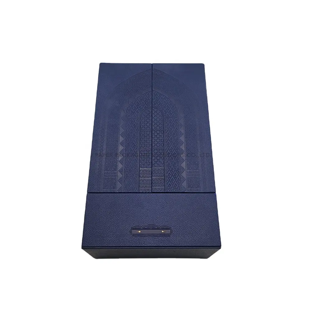 Высококачественная прочная Сапфировая синяя двойная дверная застежка, жесткая картонная кожаная упаковка, магнитная Подарочная коробка с персональным логотипом