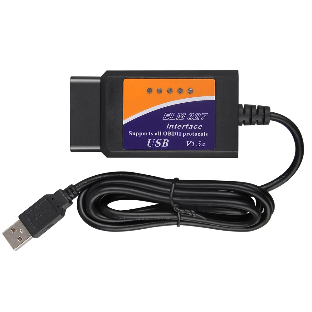 USB plastik ELM327 arayüzü V1.5a OBD teşhis aracı tüm OBD2 protokolleri ELM327