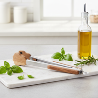 Pince de cuisine en bois d'acacia avec manche en métal, ustensile de cuisine sans BPA, accessoire de cuisine naturel et biologique, pince à salade