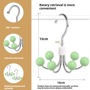 Basit tasarım özel dönebilir Metal askı 6 pençe ile katı ahşap kanca Multiuse kemer kravat sutyen elbise askısı - Product Image 3