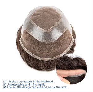 100% cheveux humains 8*10 <span class=keywords><strong>français</strong></span> dentelle avant Mono Center avec peau PU autour du système de cheveux de Base pour hommes toupet - Product Image 3