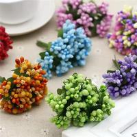 144 pièces/lot de petites baies artificielles, tiges de fleurs avec étamines et fils métalliques, feuilles de mariage pour couronnes DIY, scrapbooking et décoration de boîtes