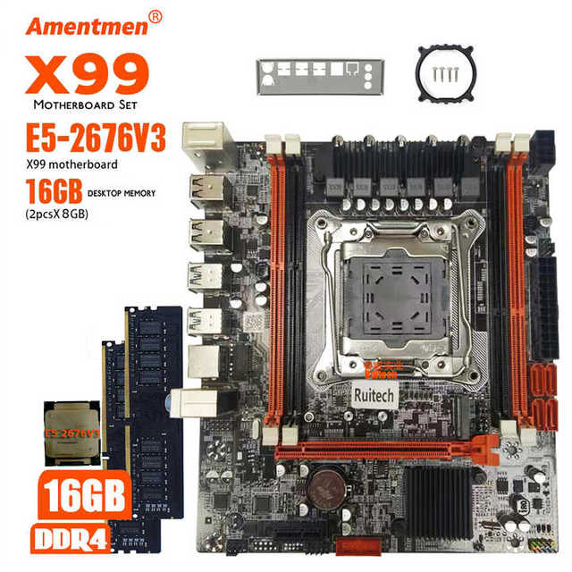 Hot Sell Desktop Intel X99 Motherboard Set LGA2011-3 2pcs 8GB=16GB DDR4 ECC RAM New 128GB Integrated Graphics Double Channel