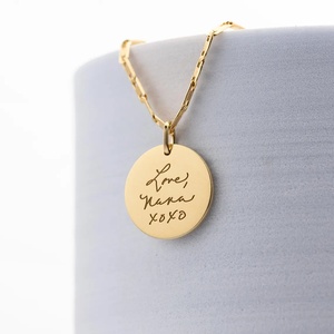 Collar con Barra, Círculo o Rectángulo con Escritura a Mano Real |   Joyería con la Escritura de un Ser Querido, Regalos para el Día de la Madre - Product Image 3