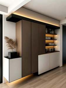 Modern Nordic Accent Wooden Sideboard Living Room and Dining Room Wine <b>Cabinet</b> with Glass <b>Display</b> for Kitchen Storage - Product Image 6