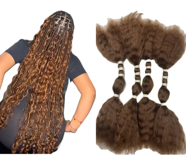 Wholesale Double Drawn 30# Deep Wave Wet And Wave Human Hair Bulk Gypsy Braided Boho Braids Extension