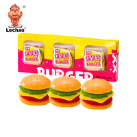 Fournisseur en gros de bonbons OEM, bonbons gélifiés halal aux saveurs fruitées de hamburger, étiquette privée personnalisée pour emballage en boîte