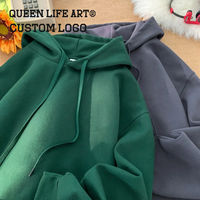 Hoodie dan Celana Jogger Vintage Berkualitas Tinggi dari Bahan Katun Fleece Tebal dengan Bordir Custom dan Cetak DTG Penuh, Verdant Strokes