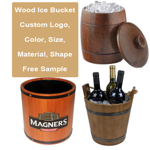 Seau à glace rond en bois de couleur naturelle à double paroi, design spacieux, garde les boissons fraîches, pour Espagne, Yichang, <span class=keywords><strong>Desperados</strong></span>, Mosstowie - Product Image 1