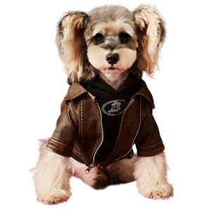 Vintage Style PU Leather Dog Jacket <b>Cool</b> Biker Pet Coat with Zipper for Small Medium Dogs - Product Image 1